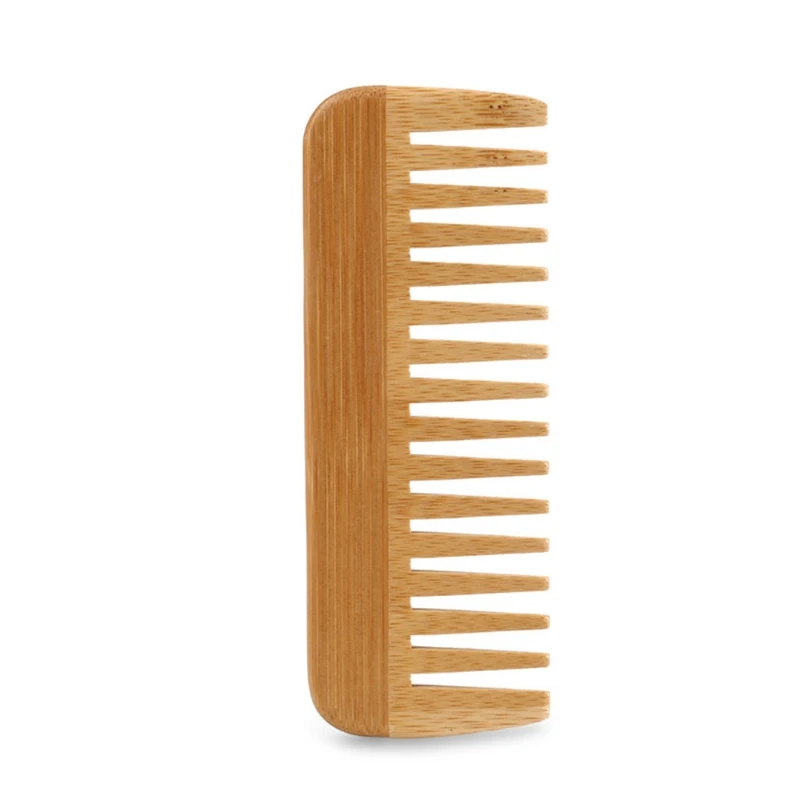 Bamboo Toothbrush - หวีฟันกว้างไม้ไผ่ธรรมชาติ, หวีกําจัดขน, หวีไม้ป้องกันไฟฟ้าสถิตย์, พิเศษสําหรับวิกผมจริง