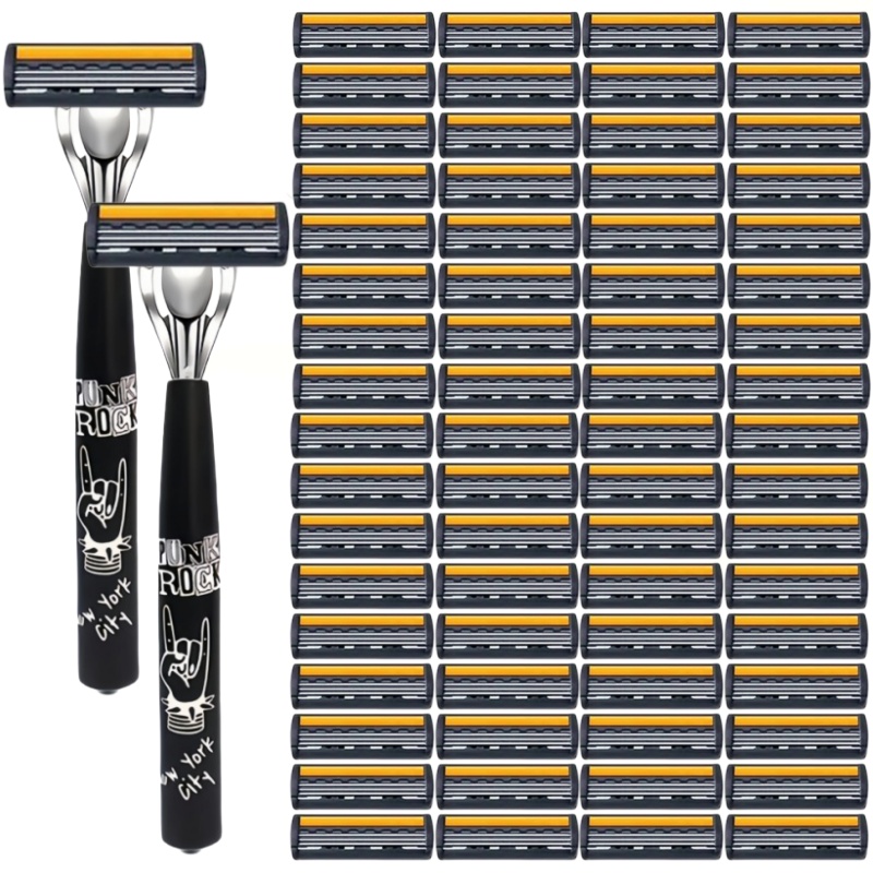 Safety Razor Handle - มีดโกนหนวดแบบมืออาชีพ ด้ามโลหะ ใบมีด 3 ชั้น ปลอดภัย