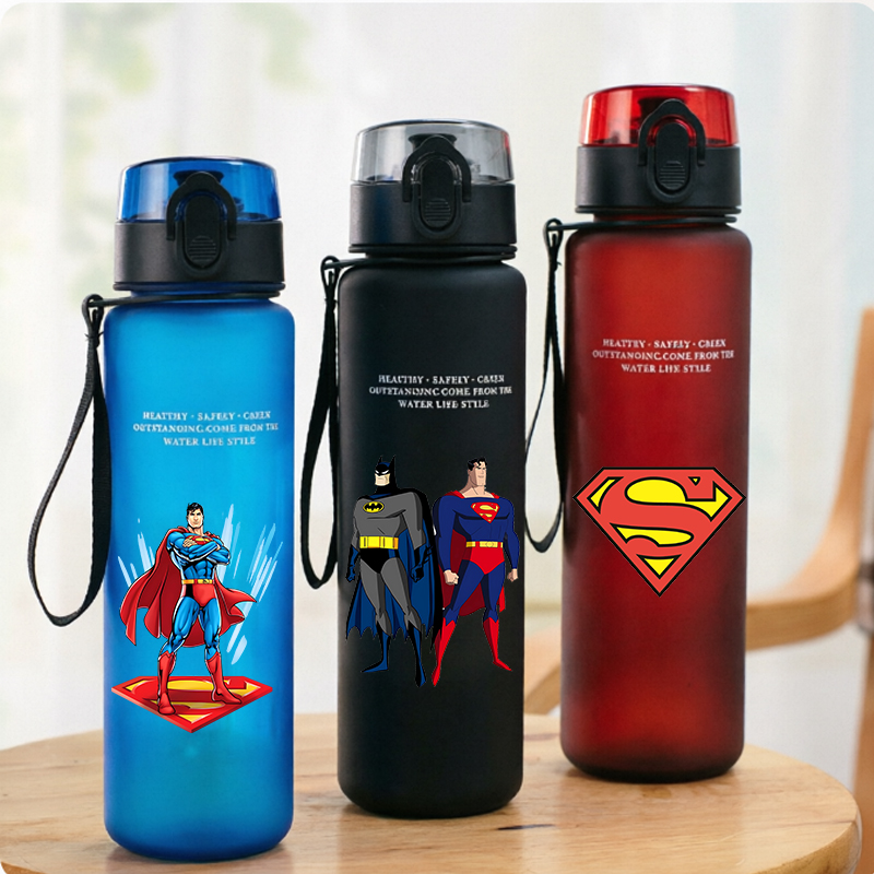Reusable Bottle - ขวดน้ำกีฬาซูเปอร์แมน 650 มล. สำหรับผู้หญิงผู้ชาย ขวดน้ำพกพาแบบกันรั่ว ใช้ซ้ำได้