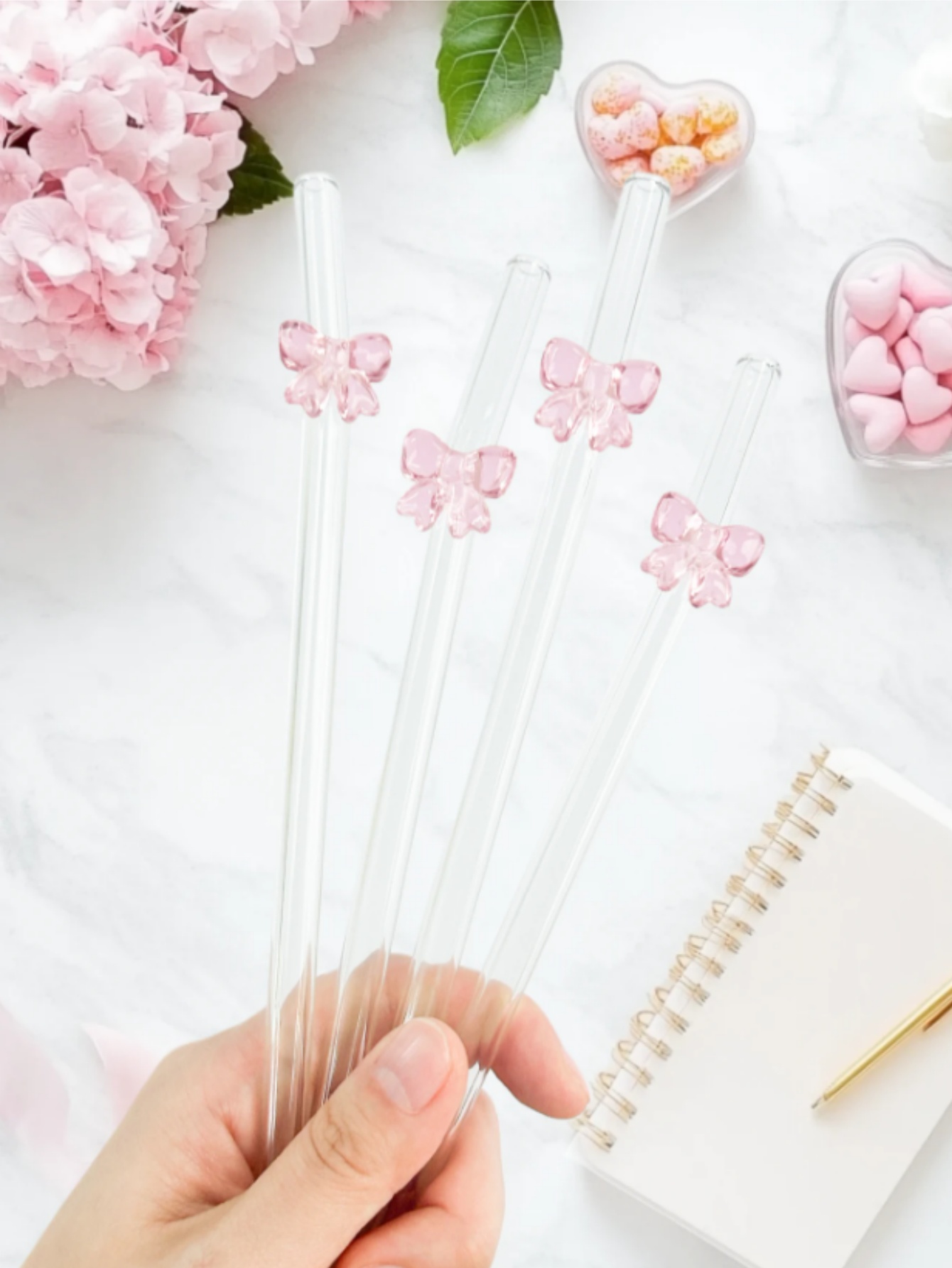 หลอดแก้วลายการ์ตูนน่ารักสีชมพู - Reusable Straw บทวิจารณ์และราคา
