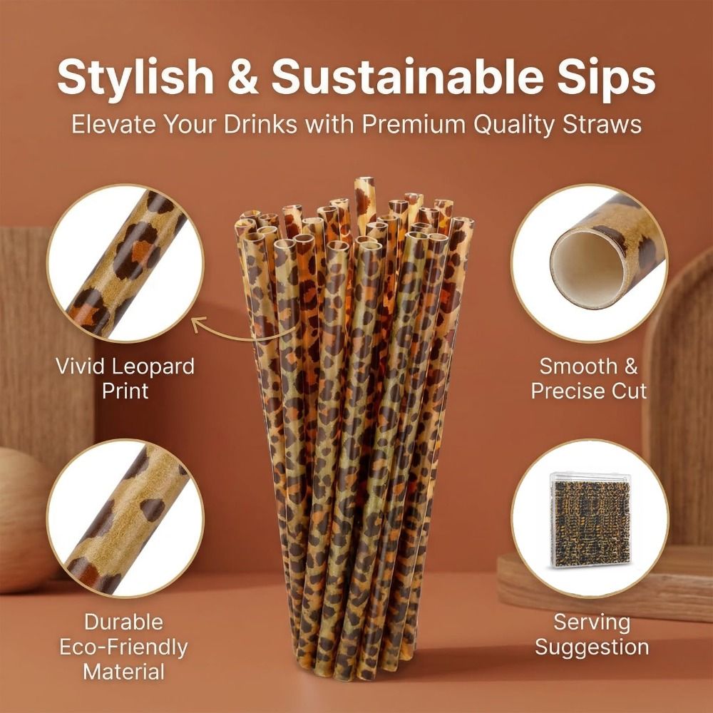 หลอดดูดน้ำลายเสือดาวทันสมัย เป - Reusable Straw บทวิจารณ์และราคา
